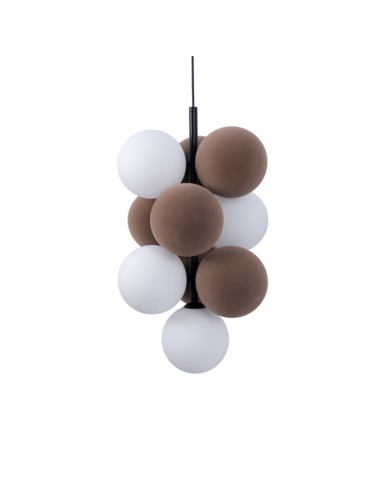 Pendant lamps - Abruzzo Glass Pendant Lamp 4 spheres of light and 6 spheres of sound Bronze 4xG9 60 cm Vino ABR-GRAPPA--B - product kolory-swiatla.pl 6