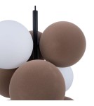 Abruzzo Lampa wisząca Szklana 4 kule świetlne i 6 kul dźwiękochłonnych Bronzowych 4xG9 60 cm Vino ABR-GRAPPA--B