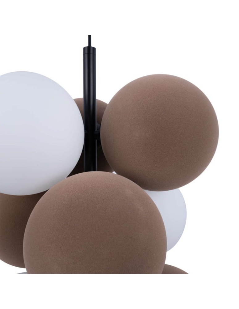 Abruzzo Lampa wisząca Szklana 4 kule świetlne i 6 kul dźwiękochłonnych Bronzowych 4xG9 60 cm Vino ABR-GRAPPA--B