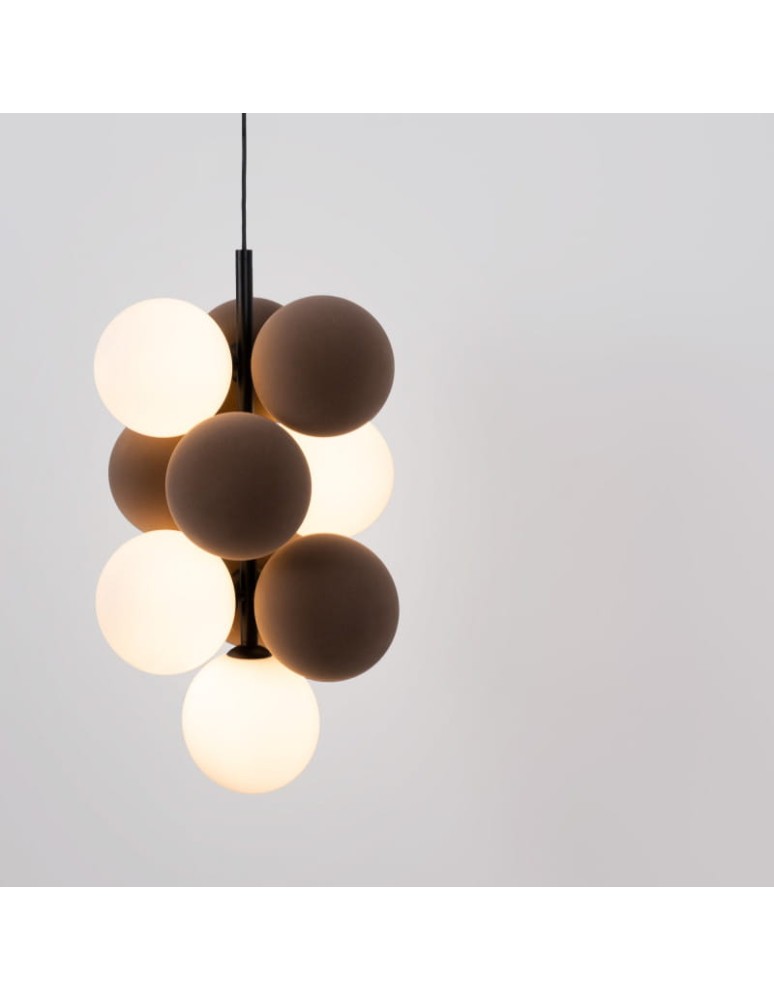 Pendant lamps - Abruzzo Glass Pendant Lamp 4 spheres of light and 6 spheres of sound Bronze 4xG9 60 cm Vino ABR-GRAPPA--B - product kolory-swiatla.pl 9