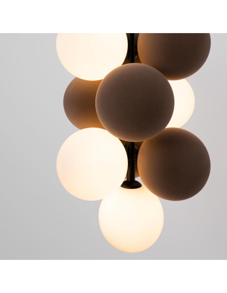 Pendant lamps - Abruzzo Glass Pendant Lamp 4 spheres of light and 6 spheres of sound Bronze 4xG9 60 cm Vino ABR-GRAPPA--B - product kolory-swiatla.pl 10