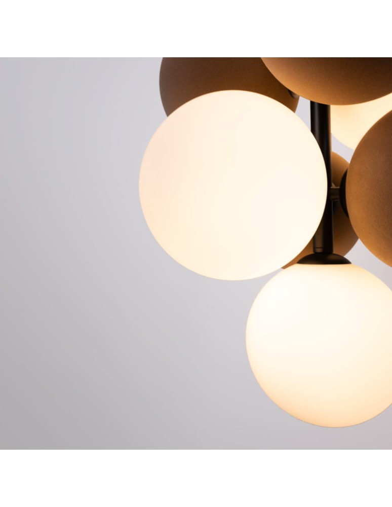 Abruzzo Lampa wisząca Szklana 4 kule świetlne i 6 kul dźwiękochłonnych Bronzowych 4xG9 60 cm Vino ABR-GRAPPA--B