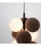 Abruzzo Lampa wisząca Szklana 4 kule świetlne i 6 kul dźwiękochłonnych Bronzowych 4xG9 60 cm Vino ABR-GRAPPA--B