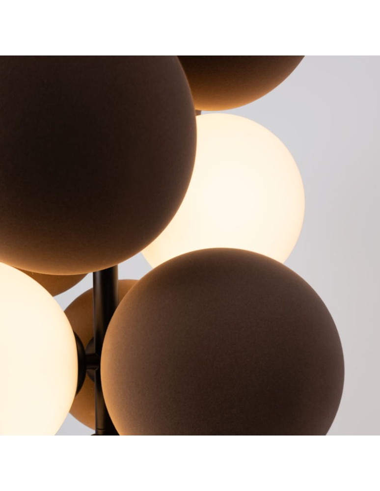 Pendant lamps - Abruzzo Glass Pendant Lamp 4 spheres of light and 6 spheres of sound Bronze 4xG9 60 cm Vino ABR-GRAPPA--B - product kolory-swiatla.pl 13