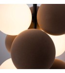 Abruzzo Lampa wisząca Szklana 4 kule świetlne i 6 kul dźwiękochłonnych Bronzowych 4xG9 60 cm Vino ABR-GRAPPA--B