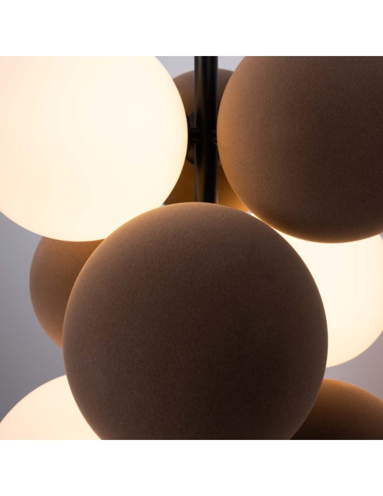 Pendant lamps - Abruzzo Glass Pendant Lamp 4 spheres of light and 6 spheres of sound Bronze 4xG9 60 cm Vino ABR-GRAPPA--B - product kolory-swiatla.pl 14