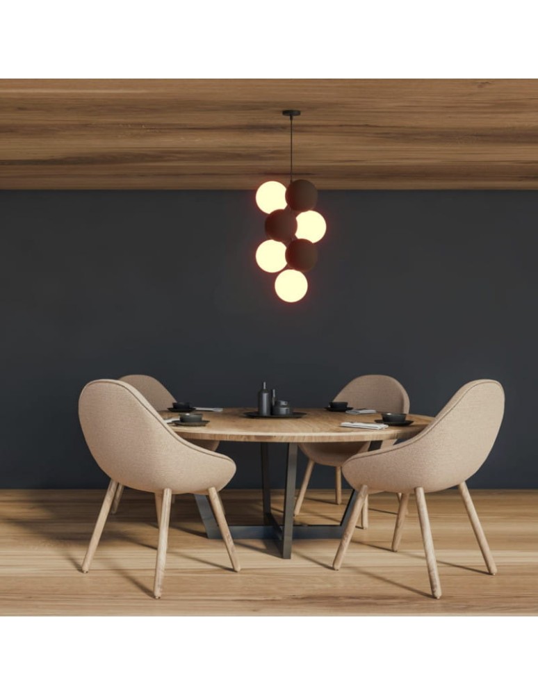 Abruzzo Lampa wisząca Szklana 4 kule świetlne i 6 kul dźwiękochłonnych Bronzowych 4xG9 60 cm Vino ABR-GRAPPA--B