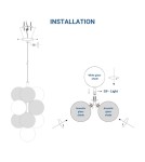 Abruzzo Lampa wisząca Szklana 4 kule świetlne i 6 kul dźwiękochłonnych Bronzowych 4xG9 60 cm Vino ABR-GRAPPA--B