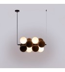 Pendant lamps - Abruzzo Glass Pendant Lamp 4 spheres of Light and 8 spheres of Sound Brown 4xG9 65cm Vino ABR-GRAPPA-H-B - product 1