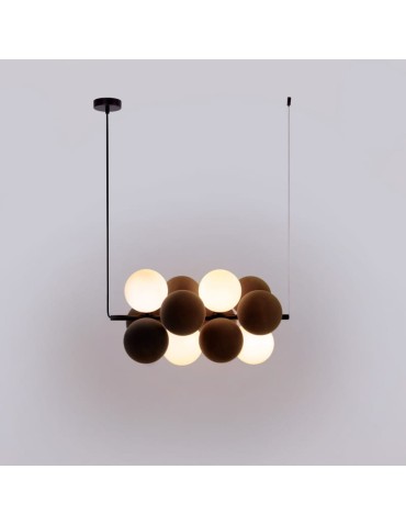 Abruzzo Glass Pendant Lamp 4 spheres of Light and 8 spheres of Sound Brown 4xG9 65cm Vino ABR-GRAPPA-H-B