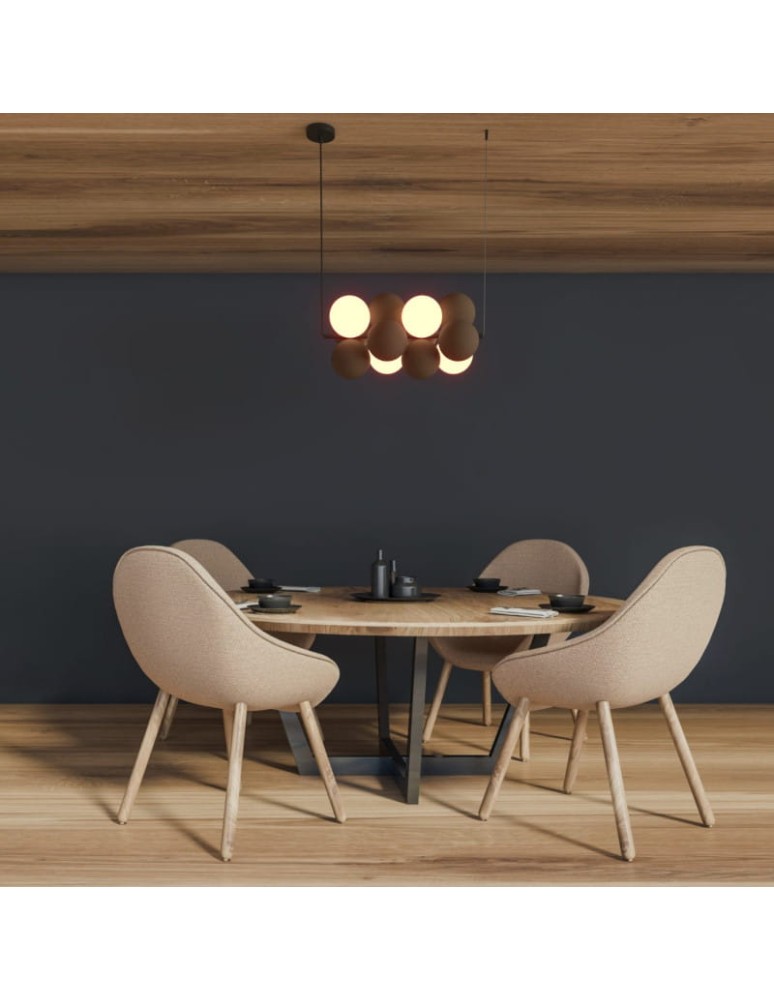 Pendant lamps - Abruzzo Glass Pendant Lamp 4 spheres of Light and 8 spheres of Sound Brown 4xG9 65cm Vino ABR-GRAPPA-H-B - product kolory-swiatla.pl 3