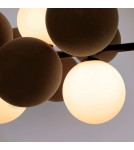 Abruzzo Lampa wisząca Szklana 4 kule Świetlne oraz 8 kul dźwiękochłonnych Brązowych 4xG9 65cm Vino ABR-GRAPPA-H-B