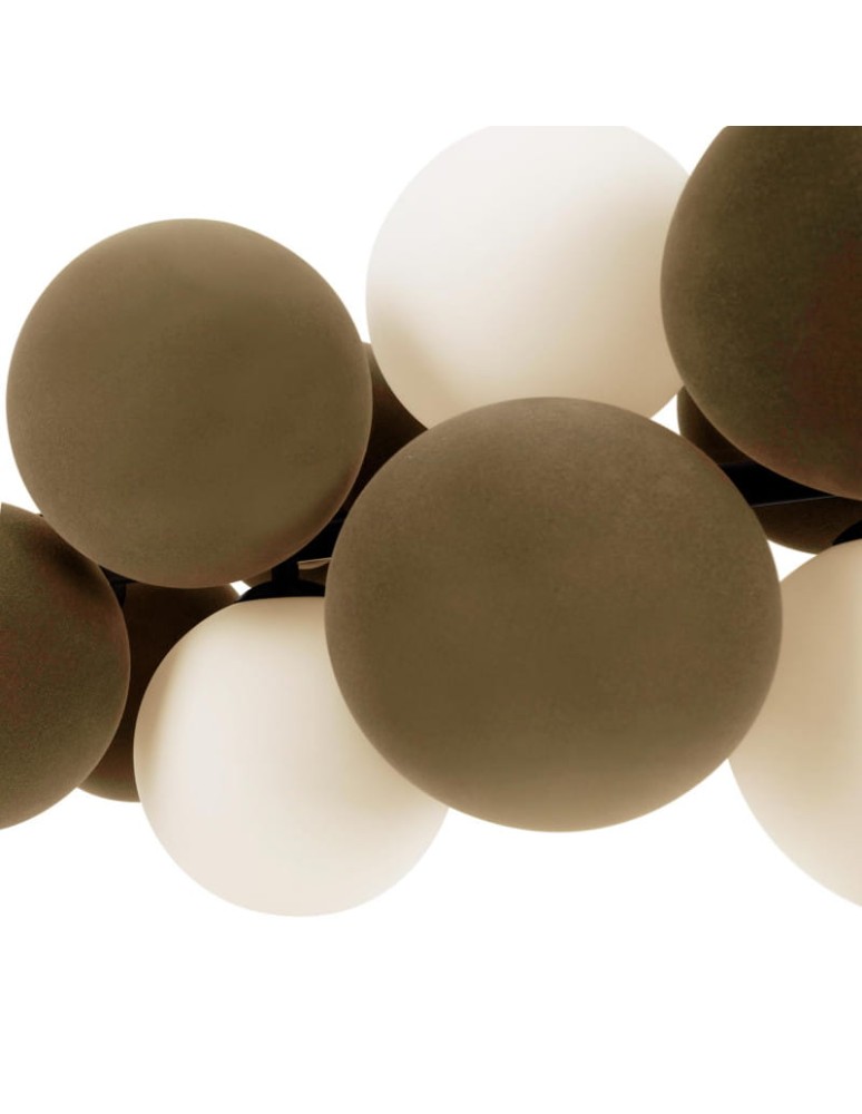 Abruzzo Lampa wisząca Szklana 4 kule Świetlne oraz 8 kul dźwiękochłonnych Brązowych 4xG9 65cm Vino ABR-GRAPPA-H-B