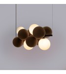 Abruzzo Lampa wisząca Szklana 4 kule Świetlne oraz 8 kul dźwiękochłonnych Brązowych 4xG9 65cm Vino ABR-GRAPPA-H-B