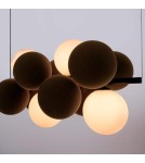 Abruzzo Lampa wisząca Szklana 4 kule Świetlne oraz 8 kul dźwiękochłonnych Brązowych 4xG9 65cm Vino ABR-GRAPPA-H-B