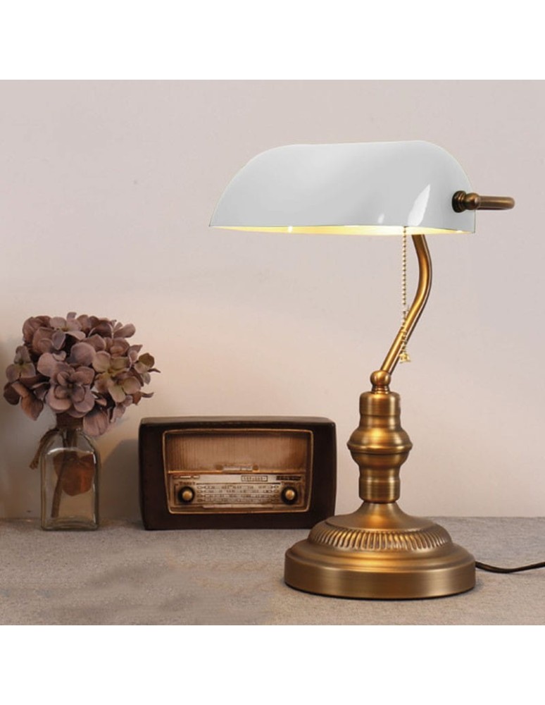 Desk lamps - Abruzzo Banker's Desk Lamp White Banca E27 ABR-LB-BANK-B - product kolory-swiatla.pl 6
