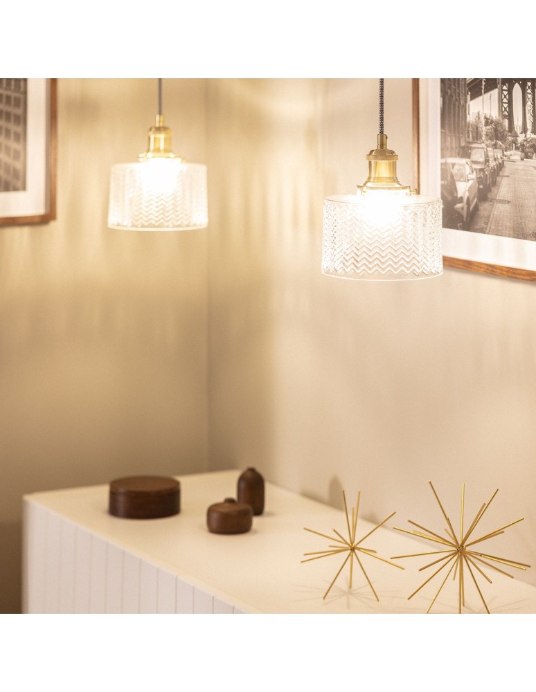 Abruzzo Lampa Wisząca Szklana Złota 35cm E27 Wanda ABR-SLWW