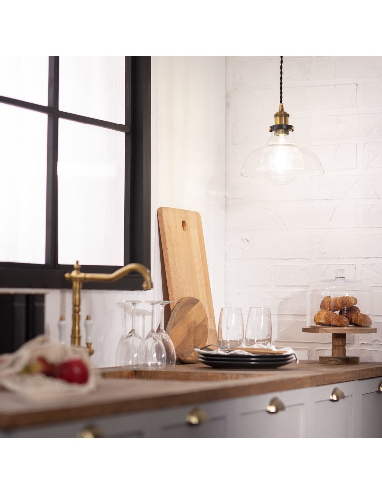 Pendant lamps - Abruzzo Retro 25cm E27 Glass Pendant Lamp Hinti ABR-SLWH - product kolory-swiatla.pl 2
