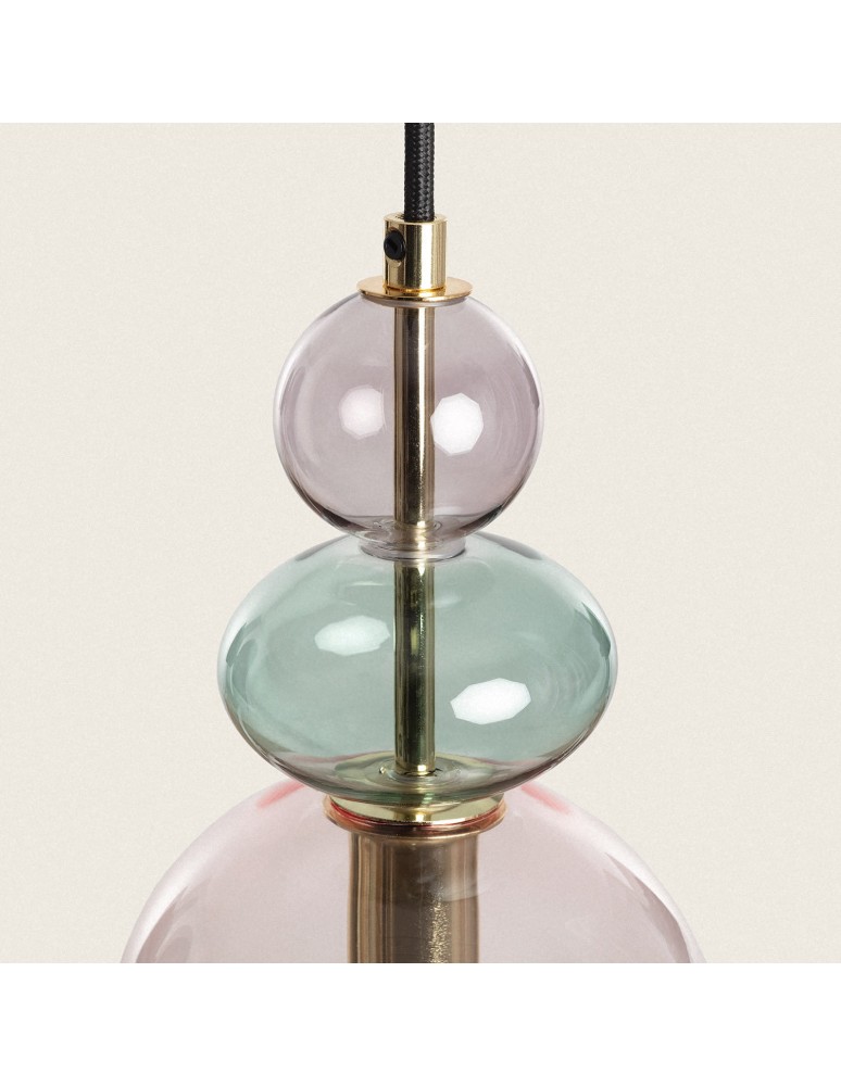 Abruzzo Lampa Wisząca Szklana fioletowo-złota E14 L Koloreno ABR-KOLO2-F