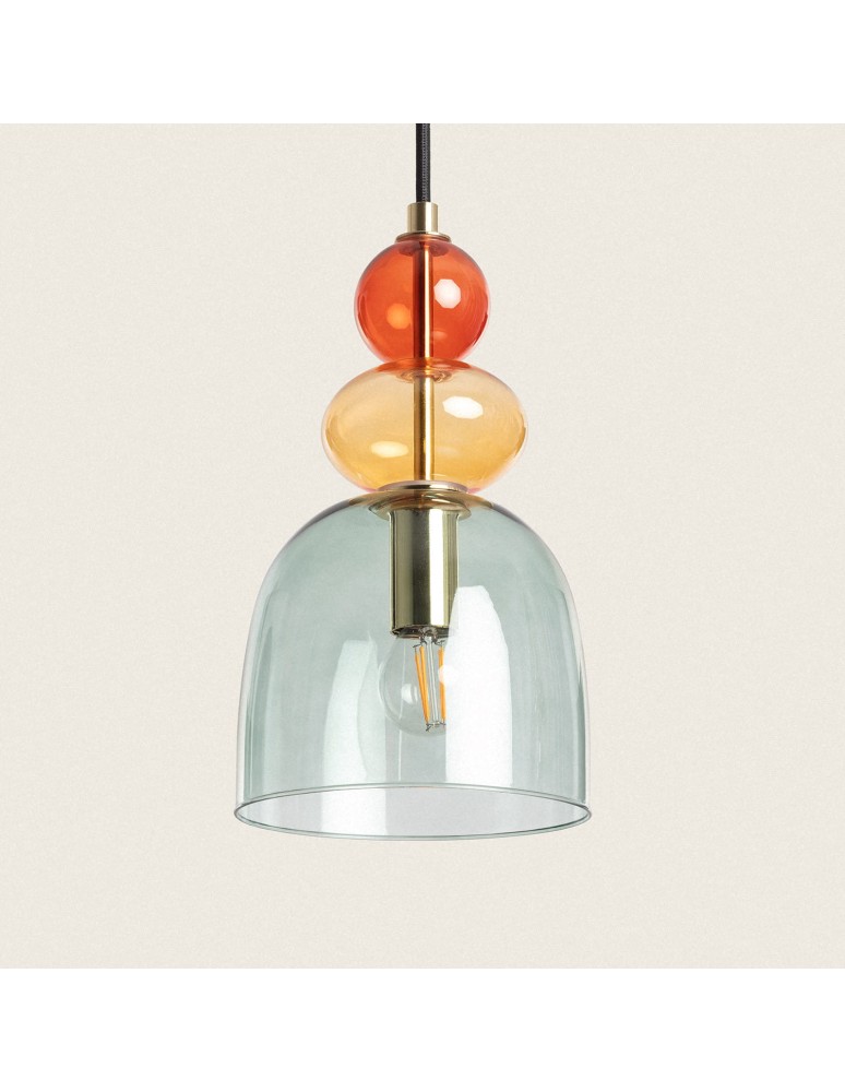 Abruzzo Lampa Wisząca Szklana Zielona E14 15cm L Koloreno ABR-KOLO2-Z