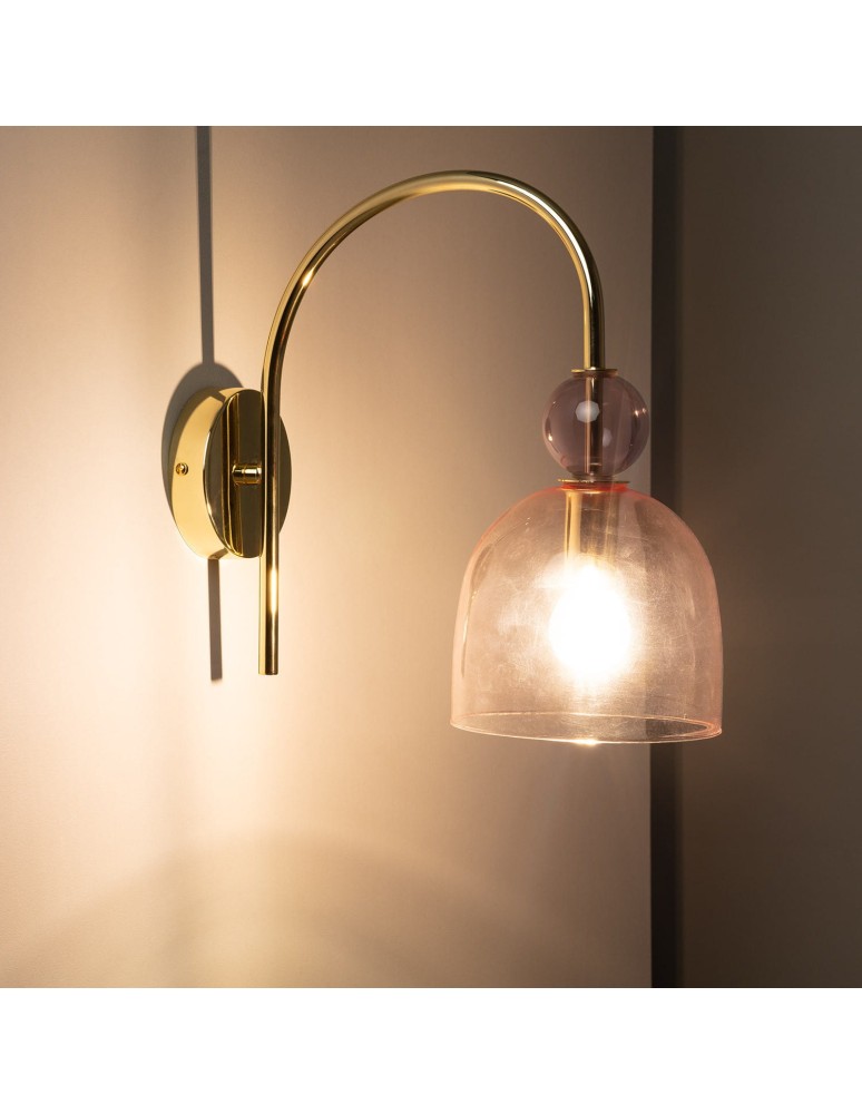 Abruzzo Kinkiet Szklany Fioletowy E14 15cm Koloreno ABR-KOLOK-F