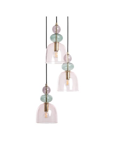 Abruzzo Lampa Wisząca Szklana Fioletowa 3xE14 35cm Koloreno ABR-3KOLOK-F