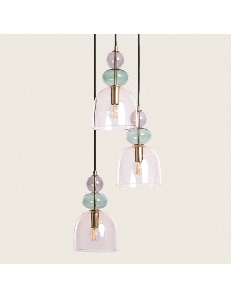 Abruzzo Lampa Wisząca Szklana Fioletowa 3xE14 35cm Koloreno ABR-3KOLOK-F
