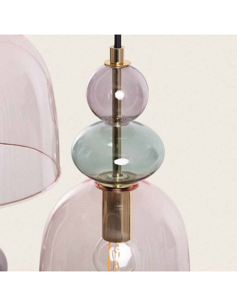 Abruzzo Lampa Wisząca Szklana Fioletowa 3xE14 35cm Koloreno ABR-3KOLOK-F