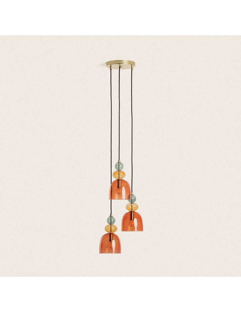 Pendant lamps - Abruzzo Glass Pendant Lamp Red 3xE14 35cm Koloreno ABR-3KOLOK-C. - product kolory-swiatla.pl 2