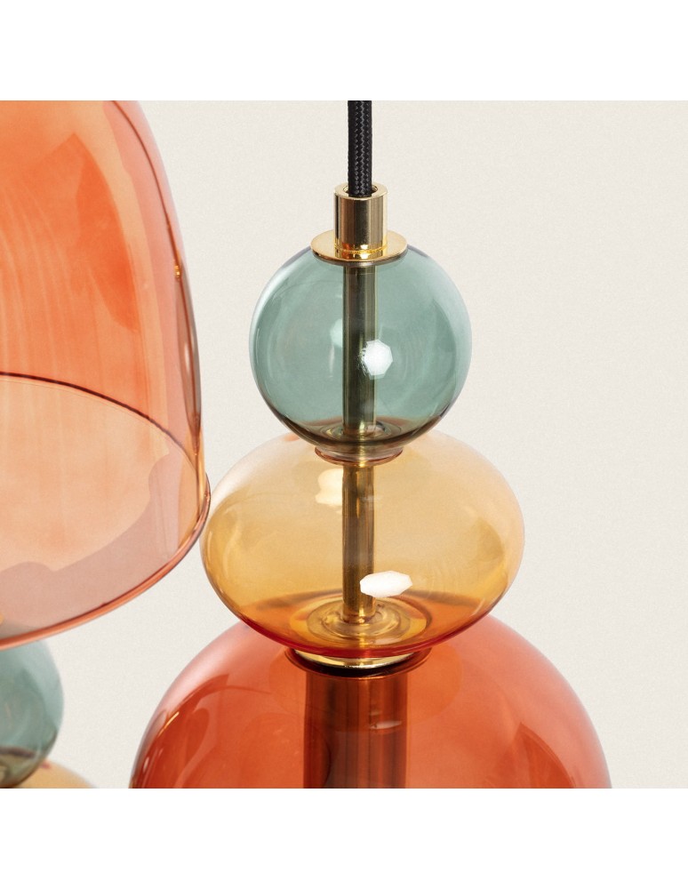 Pendant lamps - Abruzzo Glass Pendant Lamp Red 3xE14 35cm Koloreno ABR-3KOLOK-C. - product kolory-swiatla.pl 4
