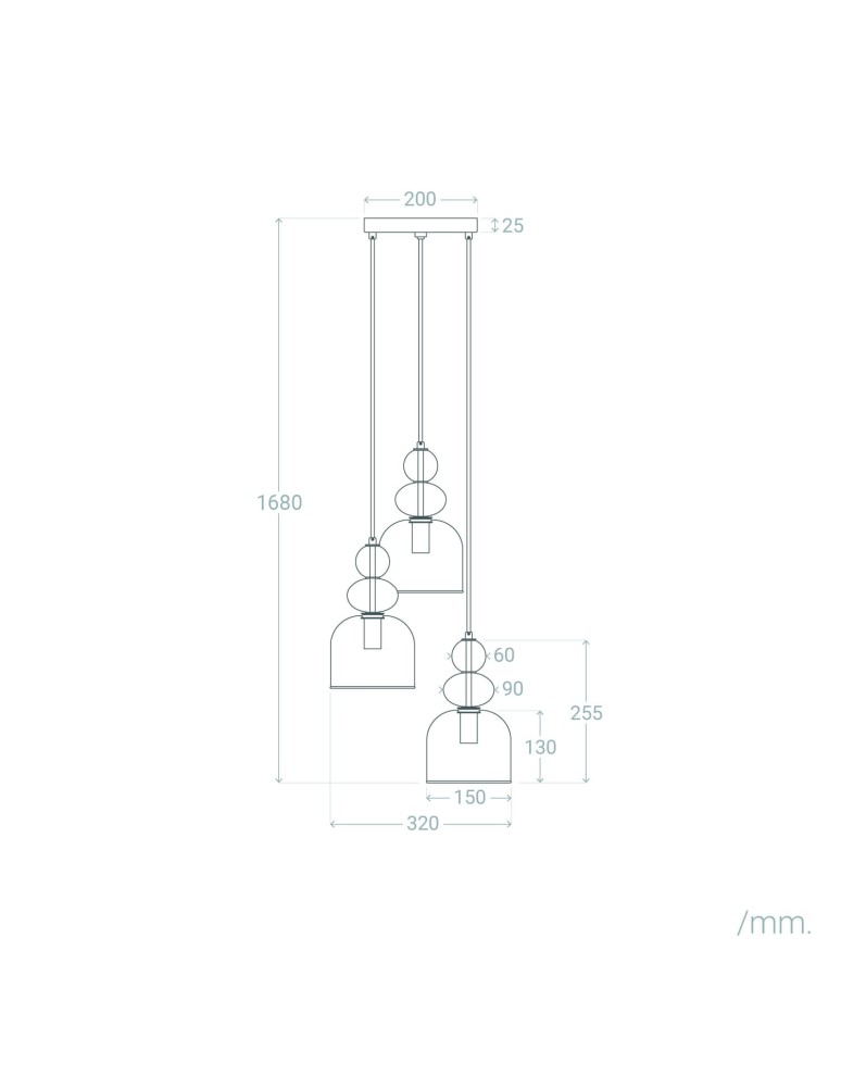 Pendant lamps - Abruzzo Glass Pendant Lamp Red 3xE14 35cm Koloreno ABR-3KOLOK-C. - product kolory-swiatla.pl 7