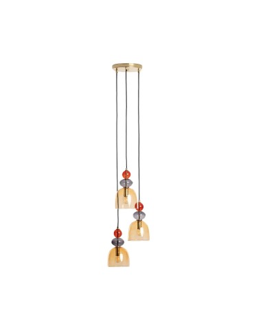 Abruzzo Amber Glass Pendant Lamp 3xE14 35cm Koloreno ABR-3KOLOK-A.