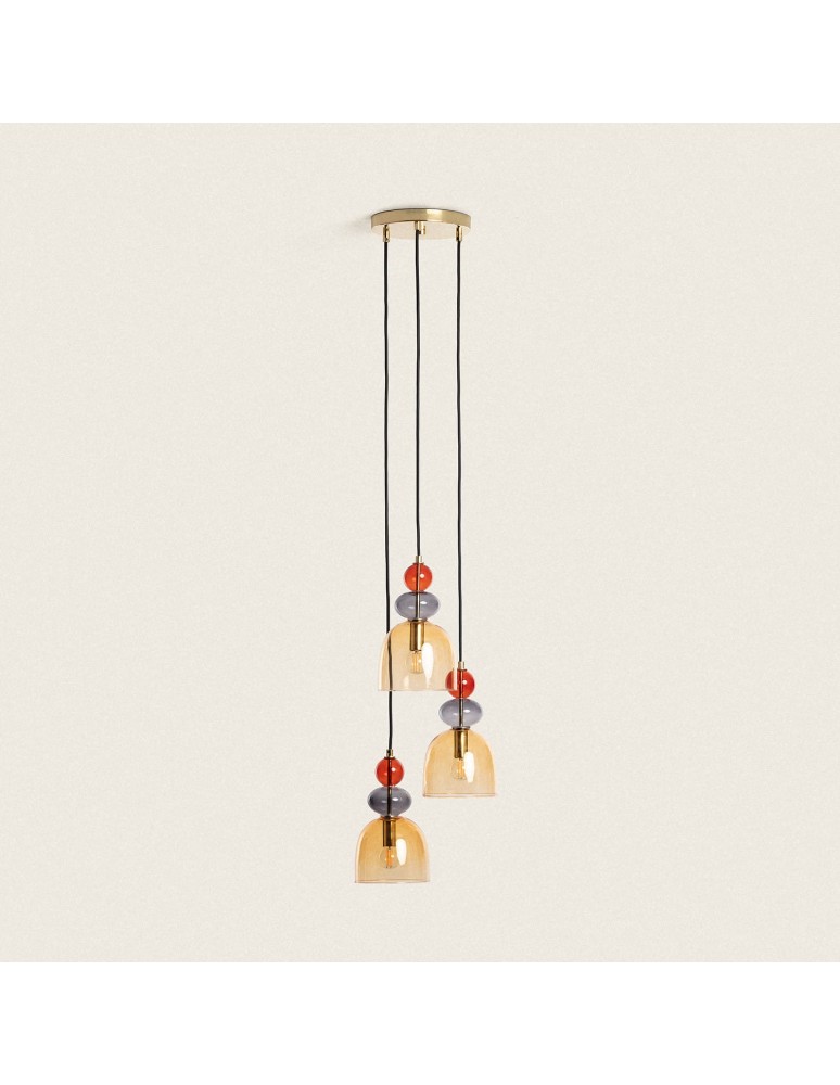 Pendant lamps - Abruzzo Amber Glass Pendant Lamp 3xE14 35cm Koloreno ABR-3KOLOK-A. - product kolory-swiatla.pl 2