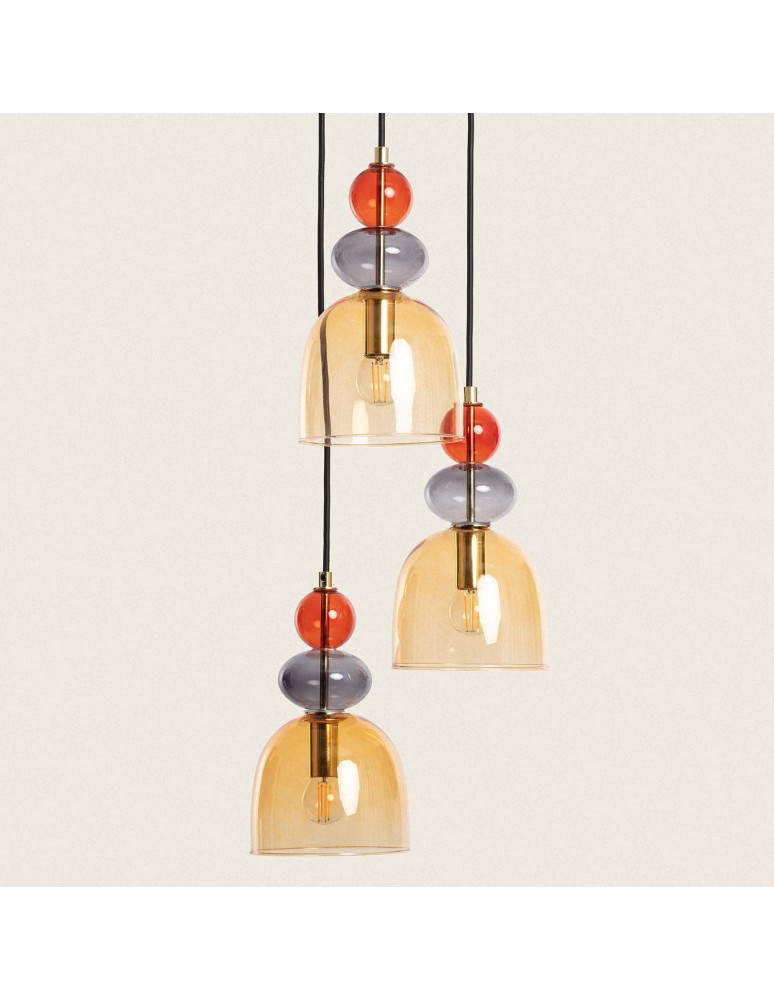 Abruzzo Lampa Wisząca Szklana Bursztynowa 3xE14 35cm Koloreno ABR-3KOLOK-A