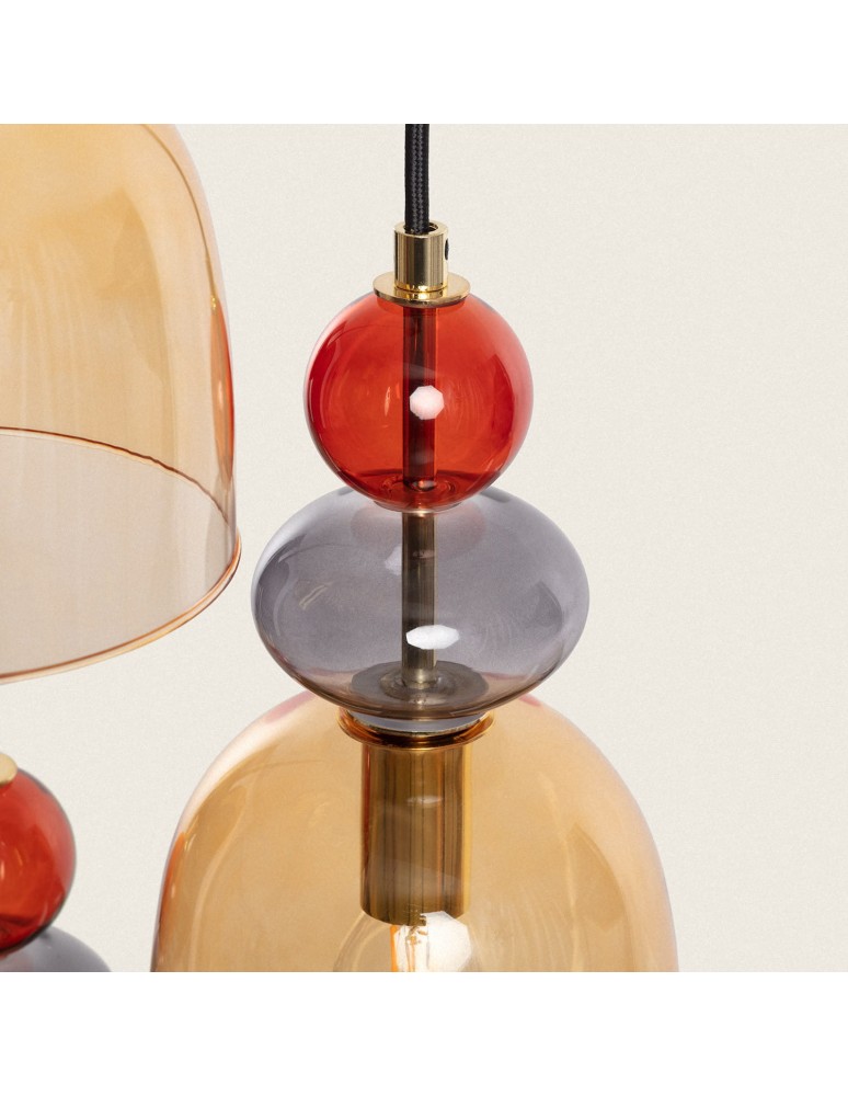 Pendant lamps - Abruzzo Amber Glass Pendant Lamp 3xE14 35cm Koloreno ABR-3KOLOK-A. - product kolory-swiatla.pl 4