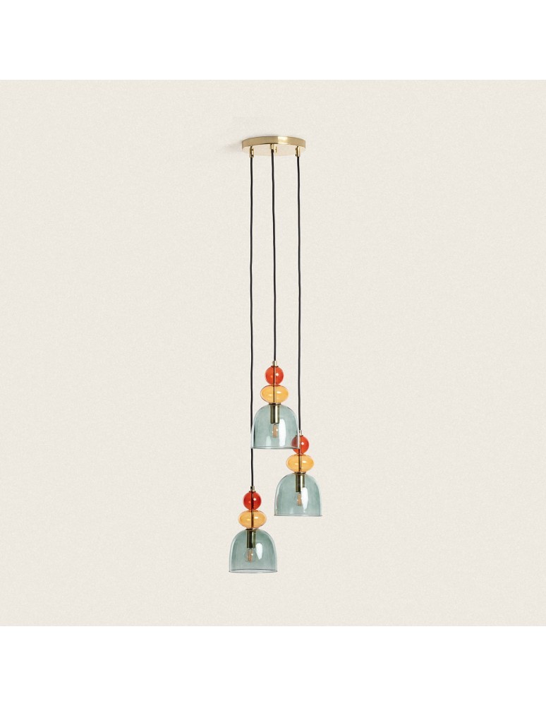Abruzzo Lampa Wisząca Szklana Zielona 3xE14 35cm Koloreno ABR-3KOLOK-Z