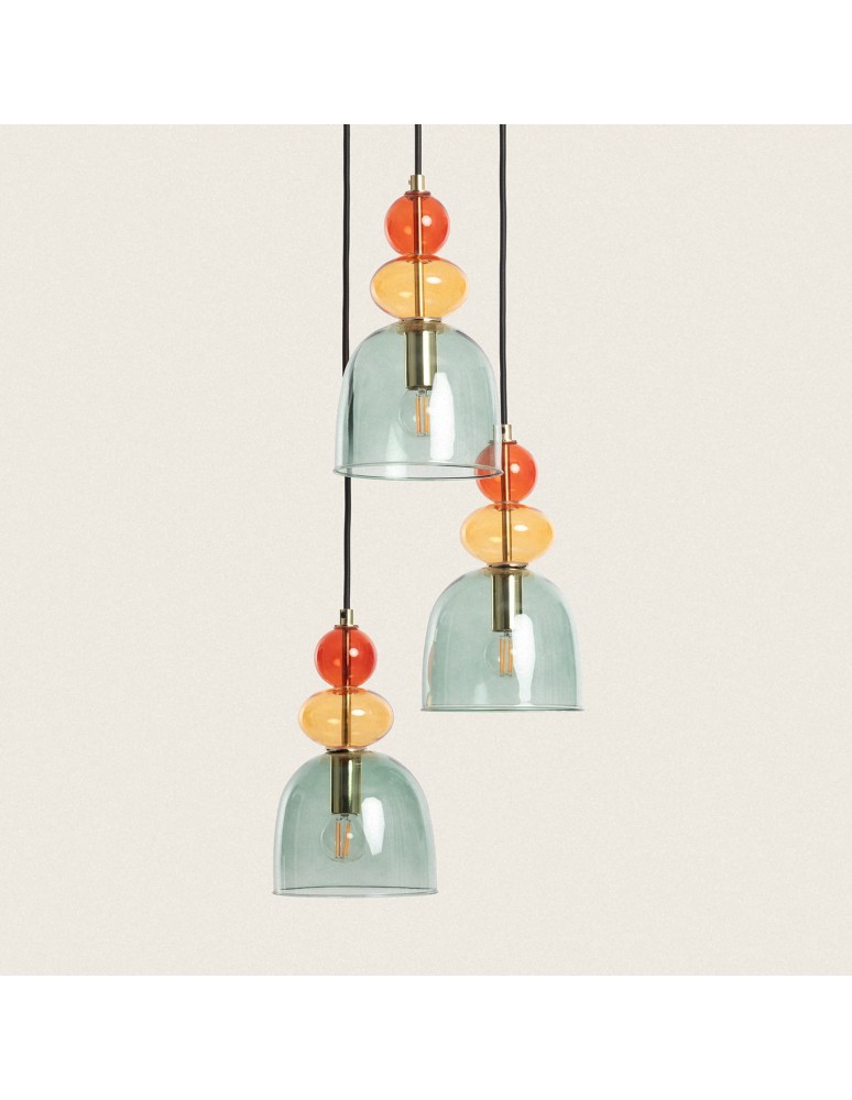 Pendant lamps - Abruzzo Glass Pendant Lamp Green 3xE14 35cm Koloreno ABR-3KOLOK-Z. - product kolory-swiatla.pl 3