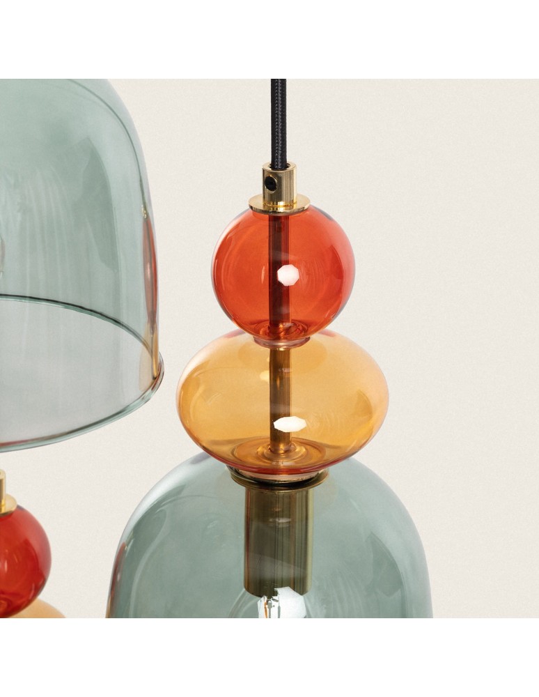 Pendant lamps - Abruzzo Glass Pendant Lamp Green 3xE14 35cm Koloreno ABR-3KOLOK-Z. - product kolory-swiatla.pl 4