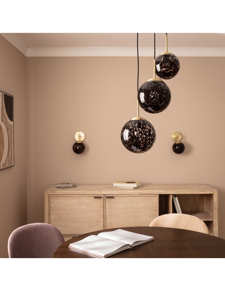 Abruzzo Lampa Wisząca 3 szklane Czarne Kule E14 Sfero ABR-3SLWS-E14