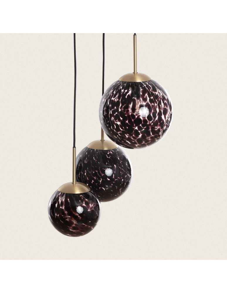 Abruzzo Lampa Wisząca 3 szklane Czarne Kule E14 Sfero ABR-3SLWS-E14