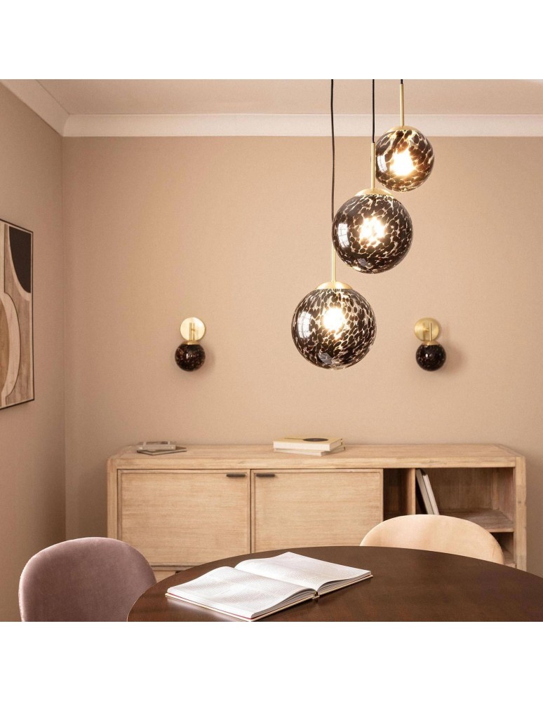 Abruzzo Lampa Wisząca 3 szklane Czarne Kule E14 Sfero ABR-3SLWS-E14