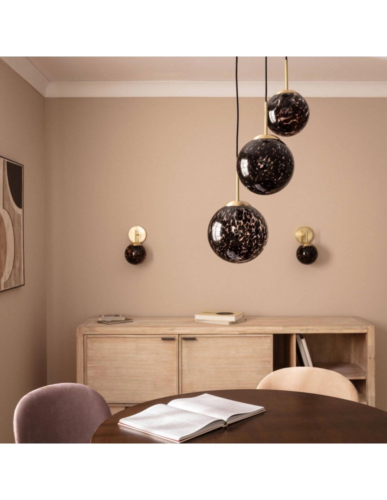 Abruzzo Lampa Wisząca 3 szklane Czarne Kule E14 Sfero ABR-3SLWS-E14