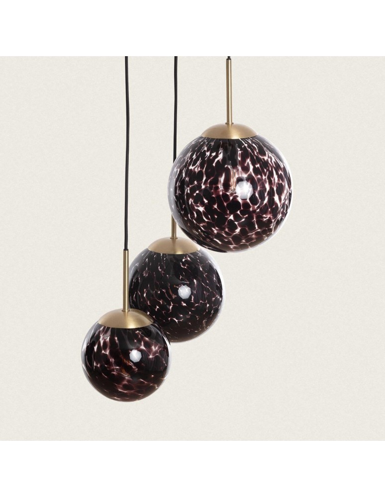 Abruzzo Lampa Wisząca 3 szklane Czarne Kule E14 Sfero ABR-3SLWS-E14