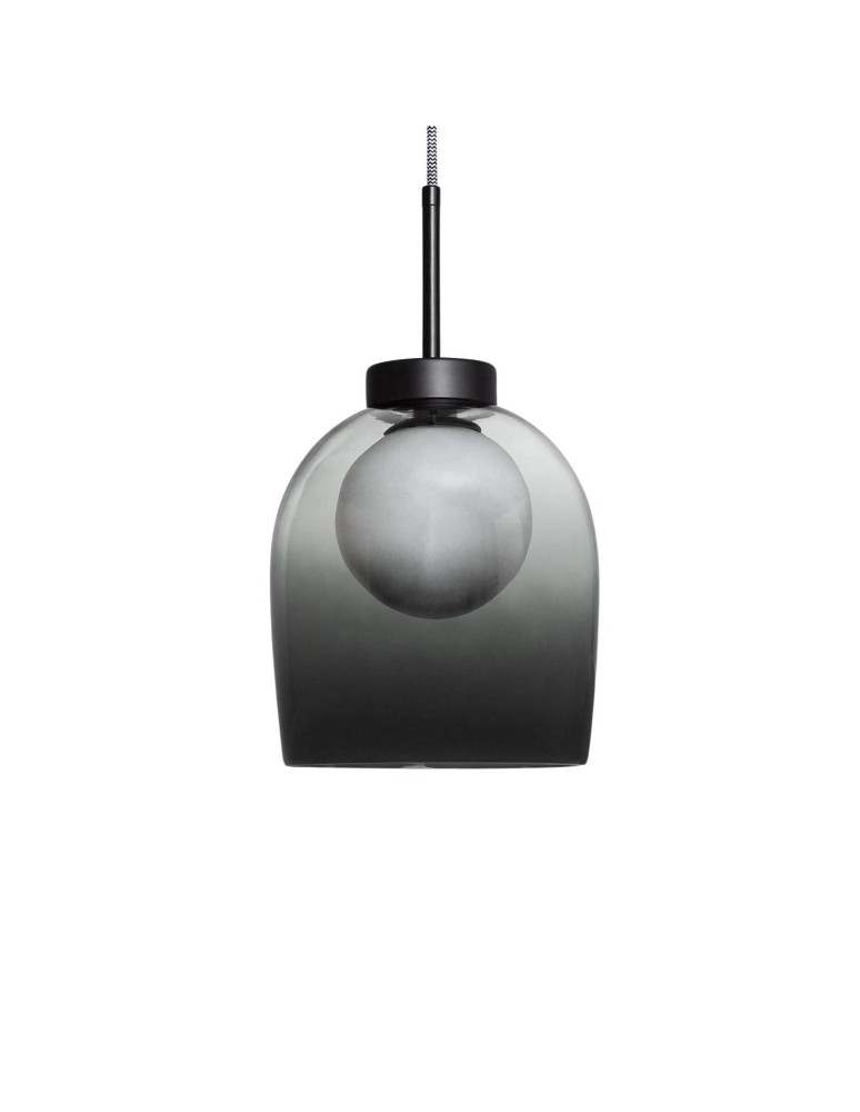 Abruzzo Lampa Wisząca Szklana mleczna kula/czarny szklany kielich G9 Goliat ABR-CKG