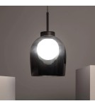 Abruzzo Lampa Wisząca Szklana mleczna kula/czarny szklany kielich G9 Goliat ABR-CKG