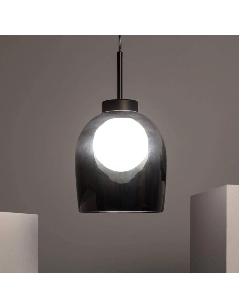 Pendant lamps - Abruzzo Glass pendant lamp Milky glass ball/black glass cup G9 Goliath ABR-CKG - product kolory-swiatla.pl 2