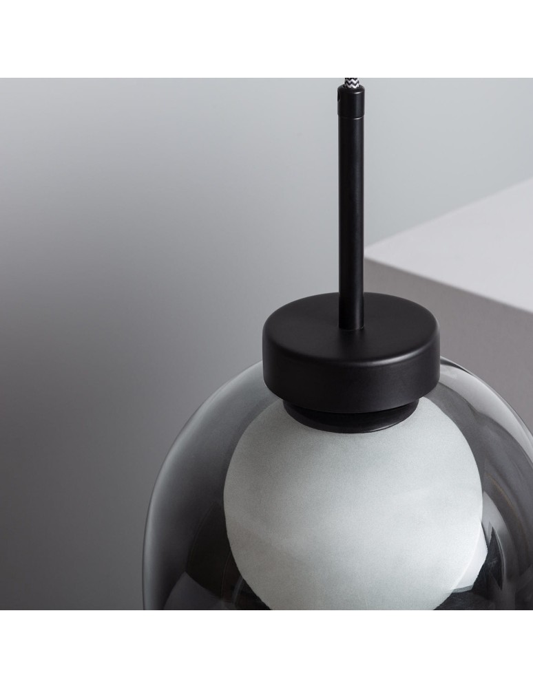 Pendant lamps - Abruzzo Glass pendant lamp Milky glass ball/black glass cup G9 Goliath ABR-CKG - product kolory-swiatla.pl 3