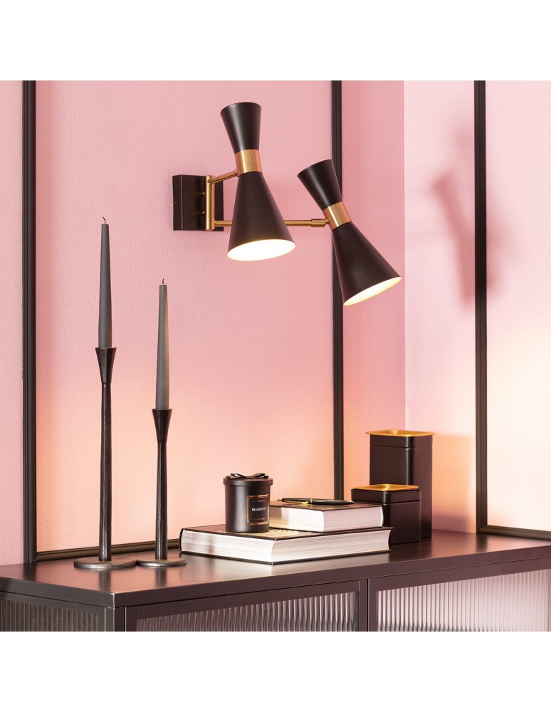 Wall lamps - Abruzzo Black and Gold Salvatore Wall lamp 2xE27 ABR-2KSZ - product kolory-swiatla.pl 2