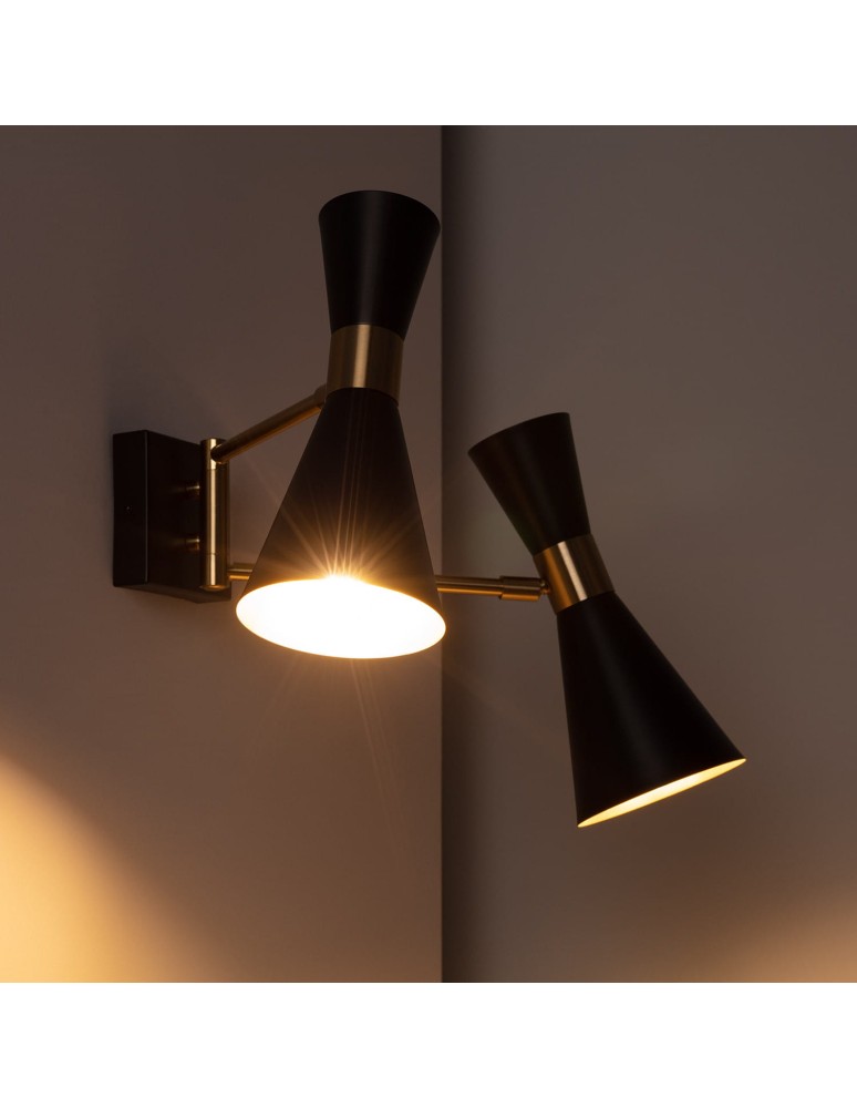 Wall lamps - Abruzzo Black and Gold Salvatore Wall lamp 2xE27 ABR-2KSZ - product kolory-swiatla.pl 3