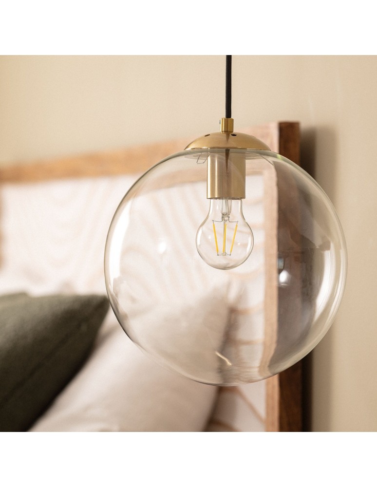 Abruzzo Lampa Wisząca złota szklana kula E27 25cm Kaspi ABR-KASP-E27
